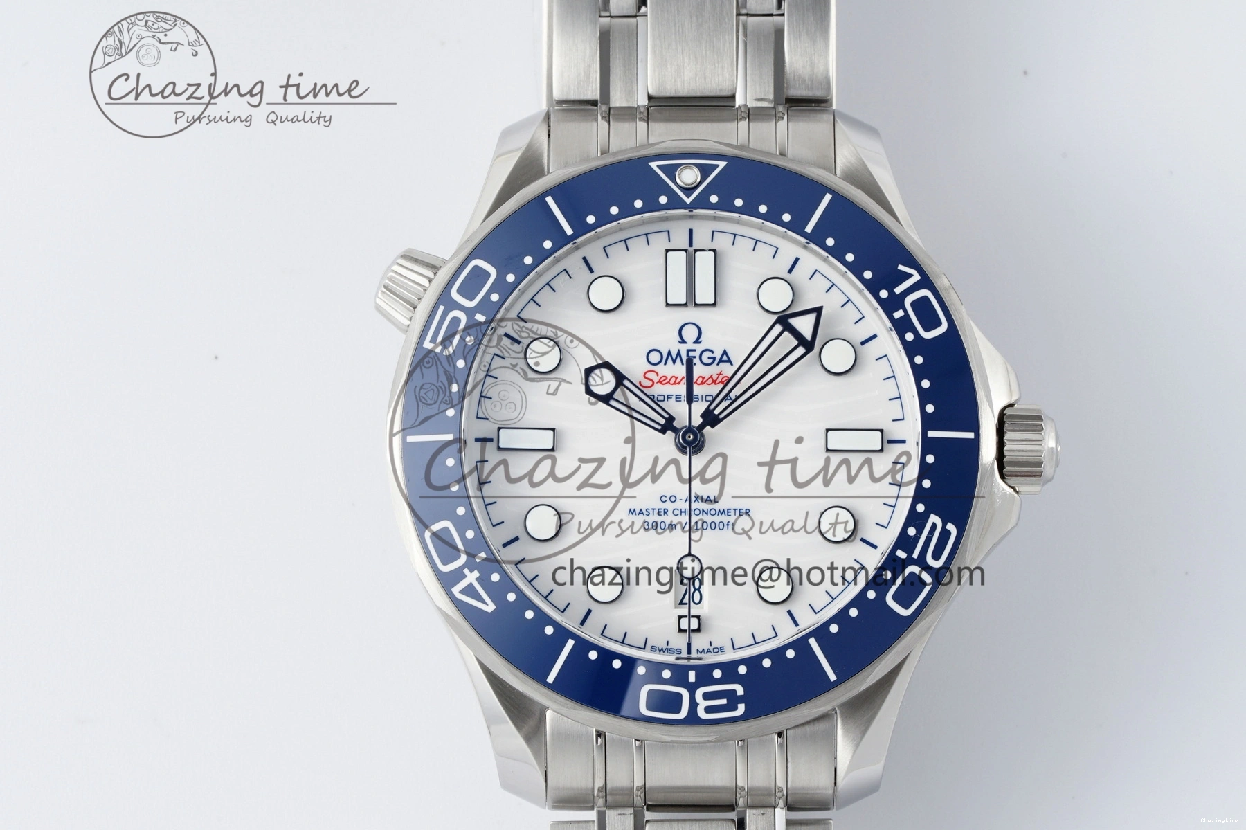 0428 Thermal Seamaster Diver 300M ZF 1:1 Best Edition Blue Ceramic White Dial on SS Bracelet A 7733